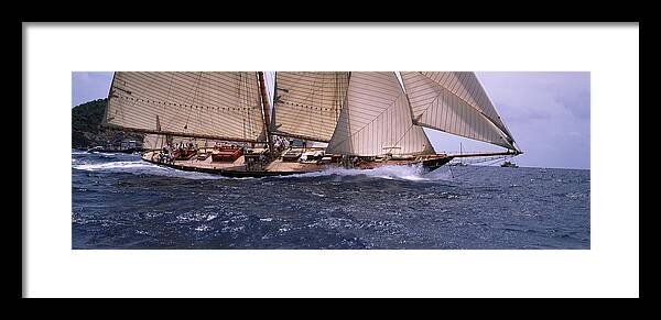 Photography Framed Print featuring the photograph Sailboat In The Sea, Schooner, Antigua by Panoramic Images