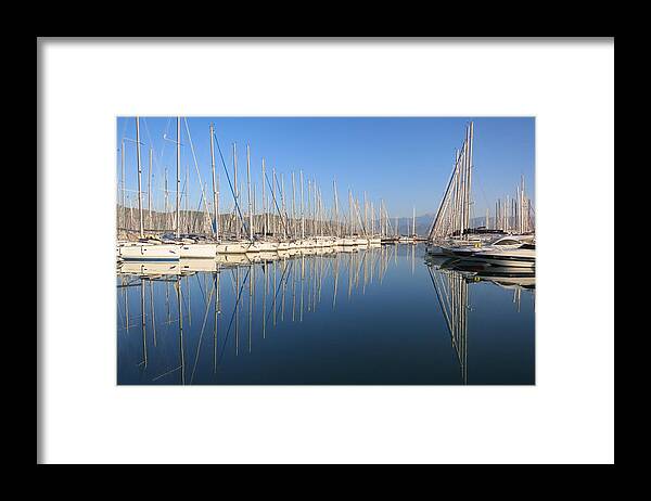 Sailboat Reflections Framed Print featuring the photograph Sailboat Reflections by Phyllis Taylor