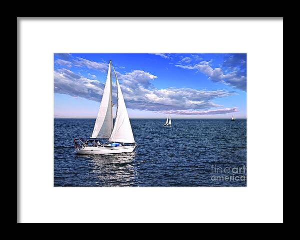 Boat Framed Print featuring the photograph Sailboats at sea by Elena Elisseeva