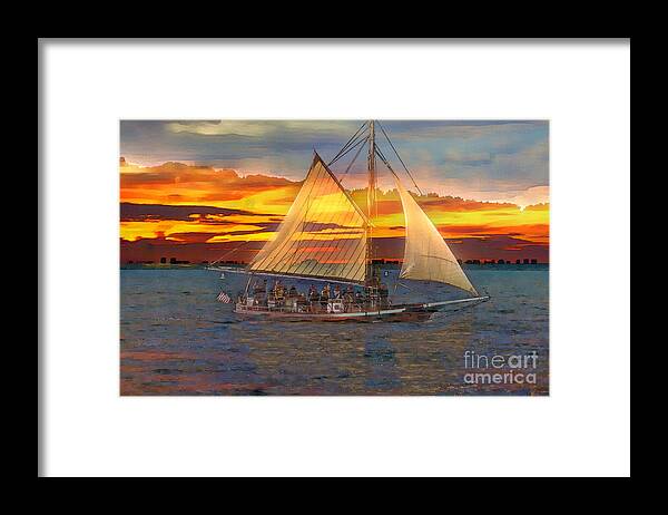 Sailing Framed Print featuring the photograph Sailing At Sunset by Jeff Breiman