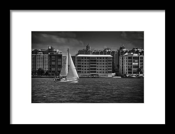 B&w Framed Print featuring the photograph Sailing Away by Mario Celzner
