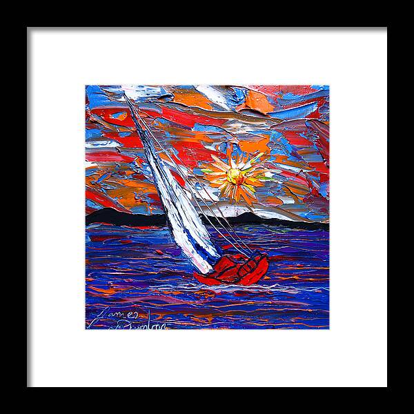  Framed Print featuring the painting Sailing By Mid-Night 4 by James Dunbar