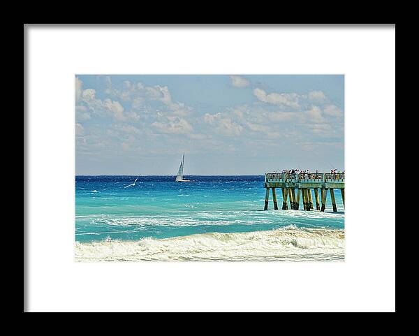 Sailboat Framed Print featuring the photograph Sailing By The Pier by Don Durfee