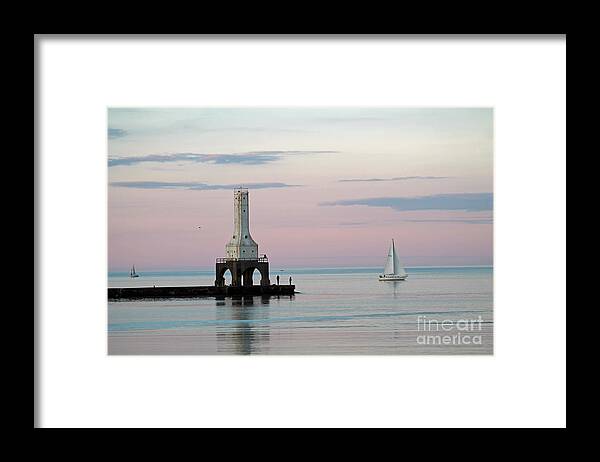 Sailing Framed Print featuring the photograph Sailing in pink and blue 5 by Eric Curtin