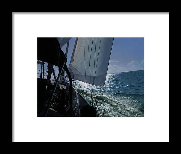 Art Framed Print featuring the painting Sailing Into The Sun by Christopher Reid