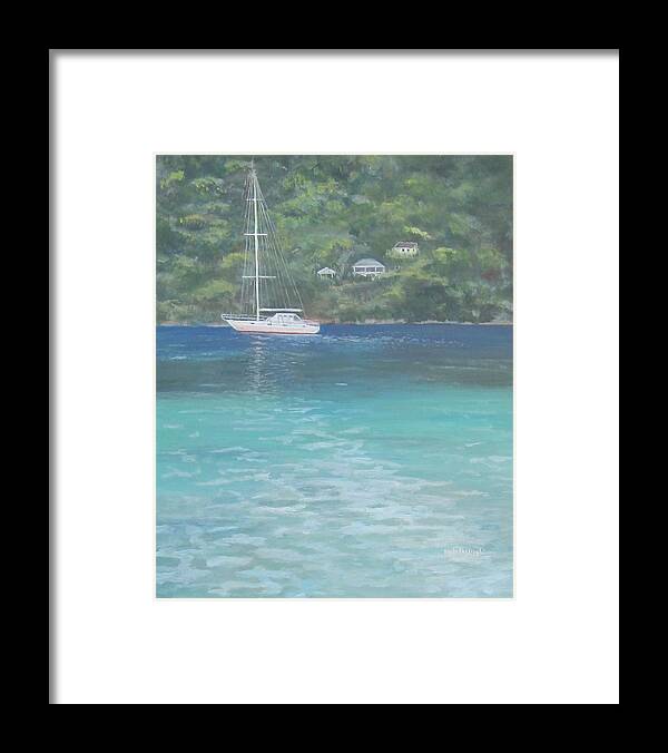 Acrylic Painting Framed Print featuring the painting Sailing on the Caribbean by Paula Pagliughi