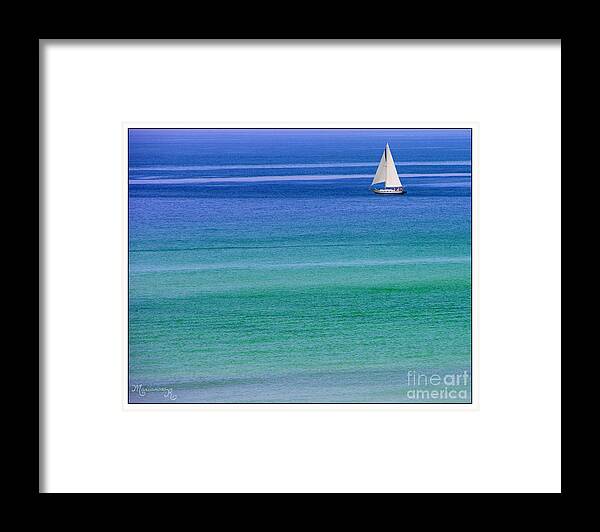 Water Framed Print featuring the photograph Sailing on Turquoise Blue Water by Mariarosa Rockefeller