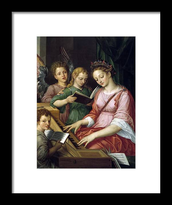 Michiel Coxcie Framed Print featuring the painting Saint Cecilia by Michiel Coxcie