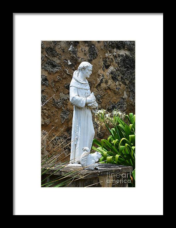 San Antonio Framed Print featuring the photograph Saint Francis of Assisi Statue at Mission San Jose in San Antonio Missions National Historical Park by Shawn O'Brien