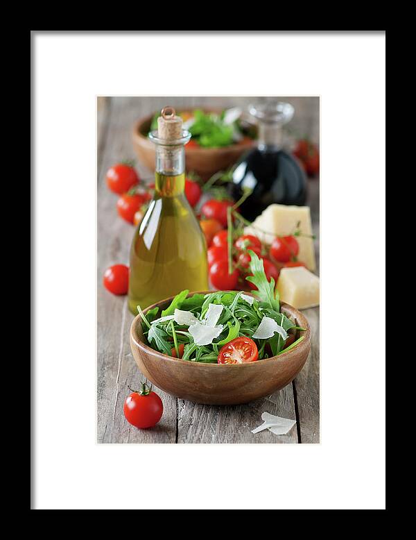 Cheese Framed Print featuring the photograph Salad With Arugula by Oxana Denezhkina