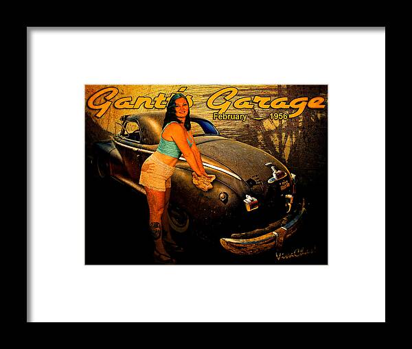 1948 Framed Print featuring the photograph Salesman Coupe Comes Clean at Gantt's Garage by Chas Sinklier