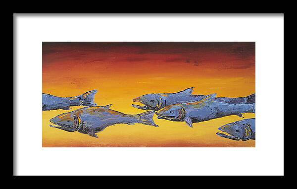 Salmon Framed Print featuring the painting Salmon Sunrise by Carolyn Doe