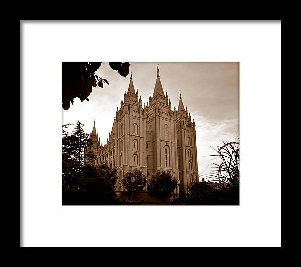 Temple Framed Print featuring the photograph Salt Lake Temple in Sepia by Nathan Abbott