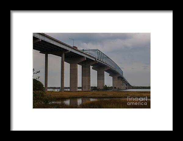 I-526 Framed Print featuring the photograph Salt Marsh under Don Holt Bridge by Dale Powell
