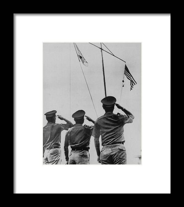 Rare Framed Print featuring the photograph Saluting Soldiers by Retro Images Archive