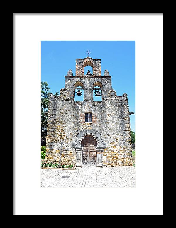 Travelpixpro San Antonio Framed Print featuring the photograph San Antonio Missions National Historical Park Mission Espada Facade Exterior by Shawn O'Brien