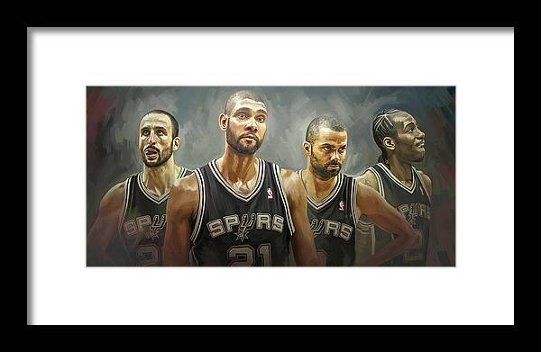 Tim Duncan Framed Print featuring the painting San Antonio Spurs Artwork by Sheraz A