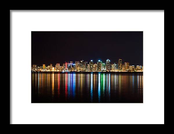 San Diego Framed Print featuring the photograph San Diego Colorful Lights by Mark Whitt