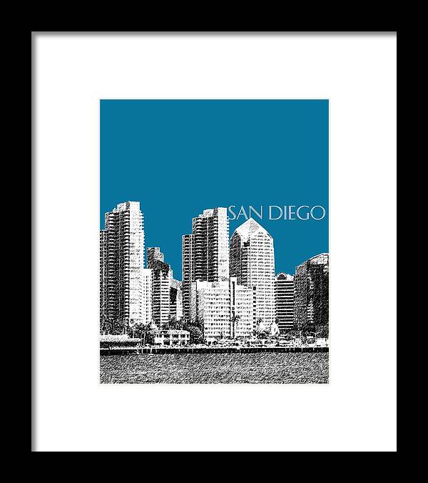 Architecture Framed Print featuring the digital art San Diego Skyline 1 - Steel by DB Artist
