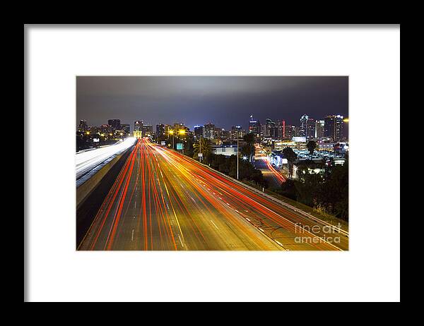 Long Exposure Framed Print featuring the photograph San Diego Skyline by Bryan Mullennix
