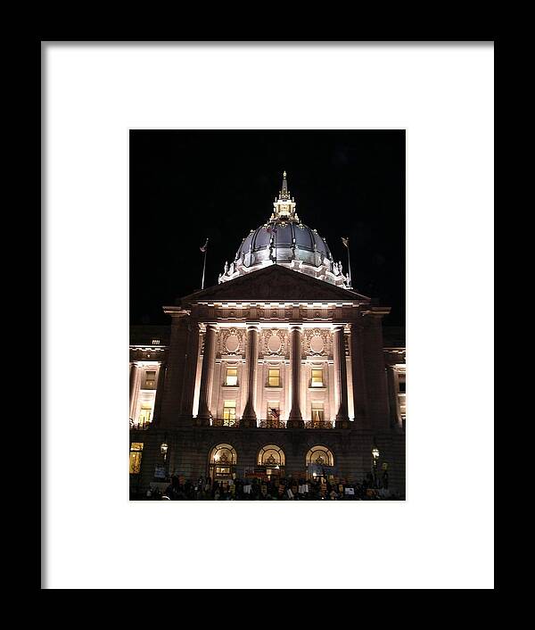 San Francisco Framed Print featuring the photograph San Francisco City Hall protest by Cynthia Marcopulos