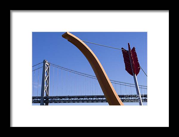San Francisco Framed Print featuring the photograph San Francisco Cupids Span Sculpture At Rincon Park On The Embarcadero DSC1808 by Wingsdomain Art and Photography