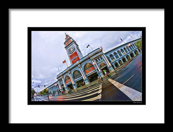 San Francisco Ferry Building Framed Print featuring the photograph San Francisco Ferry Building Giants Decorations. by Blake Richards