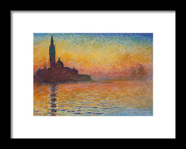 1908 Framed Print featuring the painting San Giorgio Maggiore by Twilight by Claude Monet