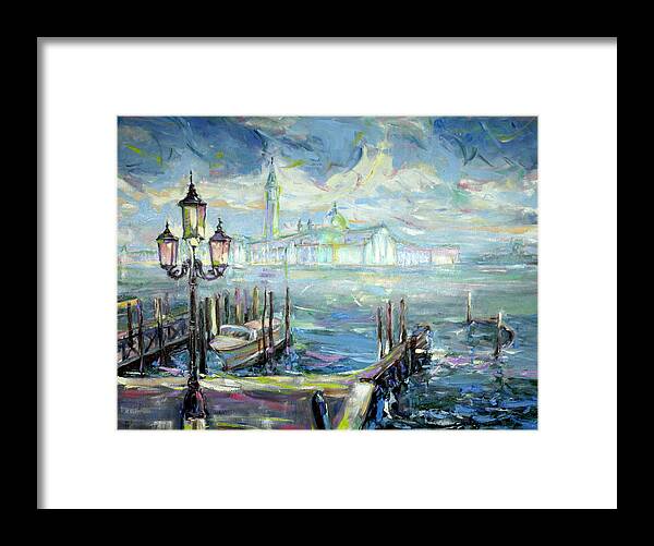 Venice Framed Print featuring the painting San Giorgio Maggiore in Sky Blue by Zofia Kijak