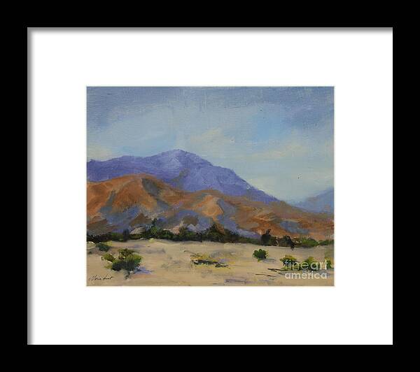 San Gorgonio Pass Framed Print featuring the painting Mt San Jacinta at Sunrise by Maria Hunt