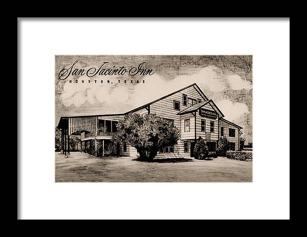 San Jacinto Inn Framed Print featuring the photograph San Jacinto Inn 1916-1987 Vintage Postcard by Connie Fox