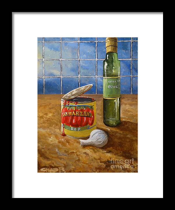Pizza Framed Print featuring the painting San Marzano by Chad Berglund