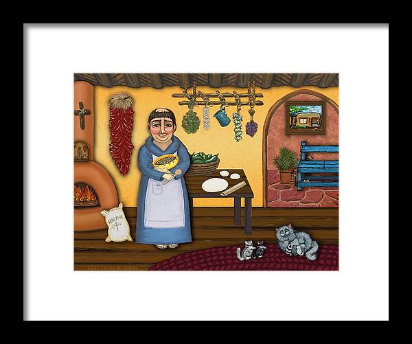 San Pascual Framed Print featuring the painting San Pascuals Kitchen 2 by Victoria De Almeida