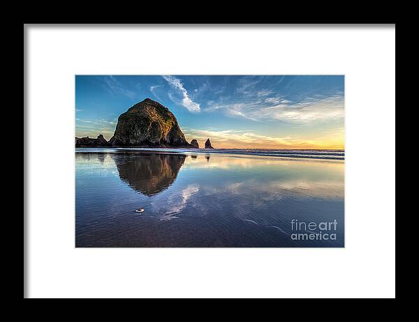 Cannon Beach Framed Print featuring the photograph Sand Dollar Sunset Repose by Mike Reid
