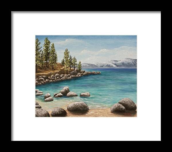 Landscape Framed Print featuring the painting Sand Harbor Lake Tahoe by Darice Machel McGuire