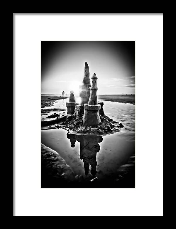 Sandcastle Framed Print featuring the photograph Sandcastle in Black and White by Joseph Bowman