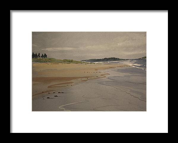 Landscape Framed Print featuring the painting Sandpiper by Robert Fugate