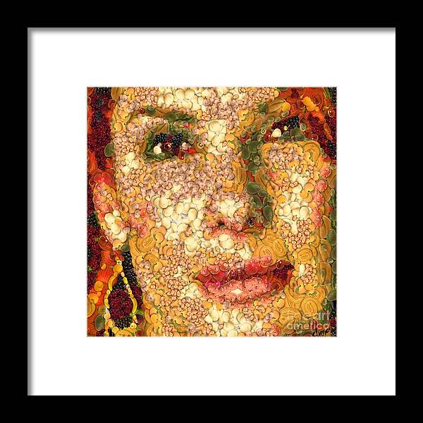 Digital Painting Framed Print featuring the digital art Sandra Bullock in the way of Arcimboldo by Dragica Micki Fortuna