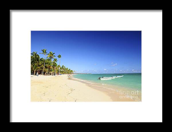 Sea Framed Print featuring the photograph Sandy beach on Caribbean resort by Elena Elisseeva