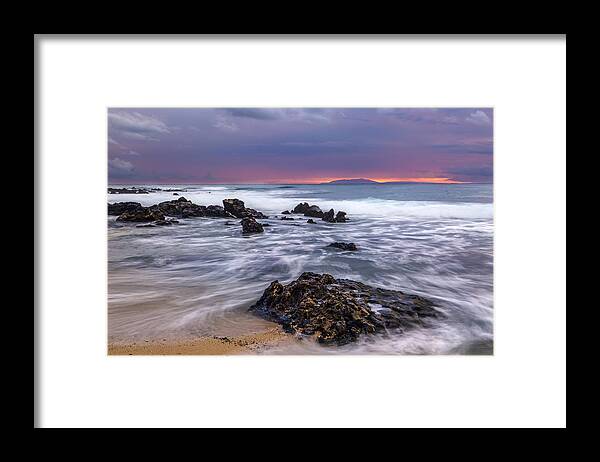Aqua Framed Print featuring the photograph Sandy Beach Sunrise 12 by Leigh Anne Meeks