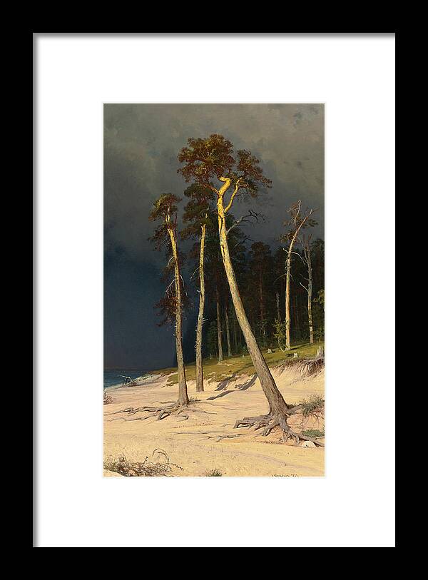 Ivan Shishkin Framed Print featuring the painting Sandy Coastline by Ivan Shishkin