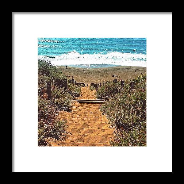 Swim Framed Print featuring the photograph Sandy Steps #beach #ocean #water #waves by Karen Winokan