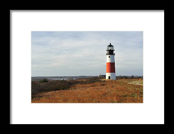 Lighthouse Framed Print featuring the photograph Sankaty Head Lighthouse Nantucket in Autumn Colors by Marianne Campolongo