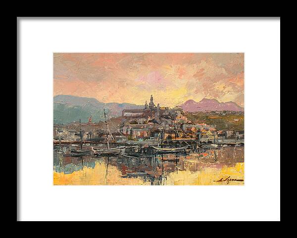 Harbour Framed Print featuring the painting Sanremo by Luke Karcz