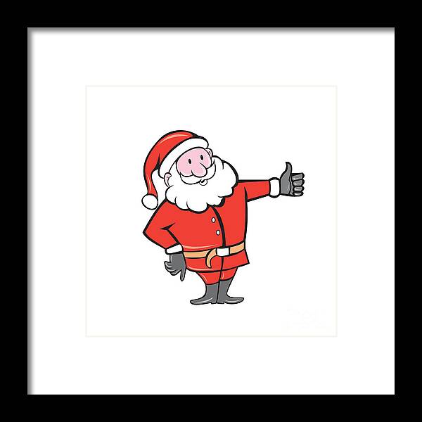 Santa Claus Father Christmas Thumbs Up Cartoon Framed Print by Aloysius  Patrimonio - Fine Art America