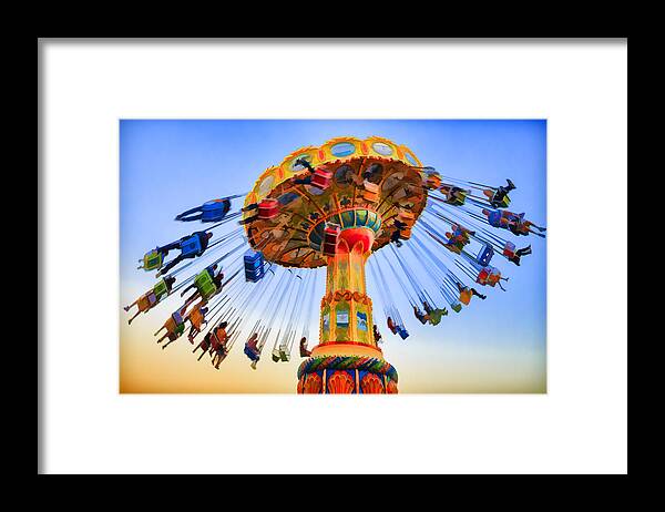 Carnival Framed Print featuring the photograph Santa Cruz Seaswing At Sunset 6 Painterly by Scott Campbell