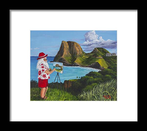 Seascape Framed Print featuring the painting Santa in Kahakuloa Maui by Darice Machel McGuire