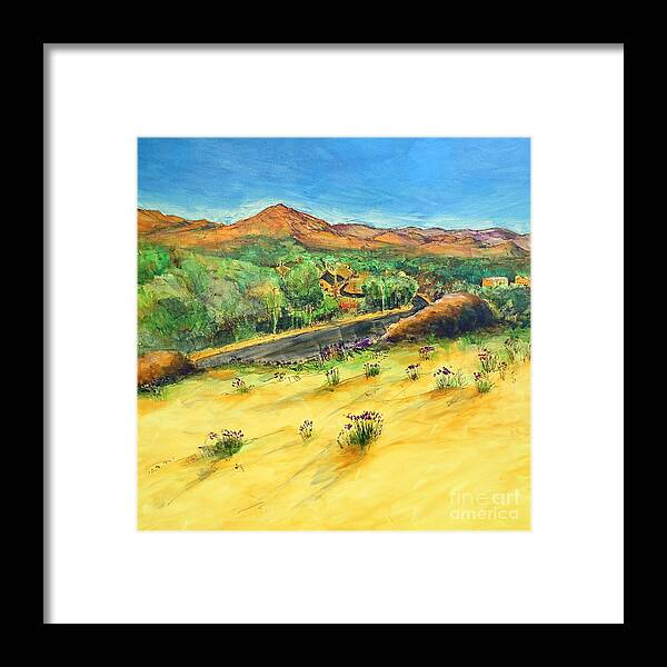 Santa Monica Mountains - Looking North Framed Print featuring the painting Santa Monica Mountains Looking North by Robert Birkenes
