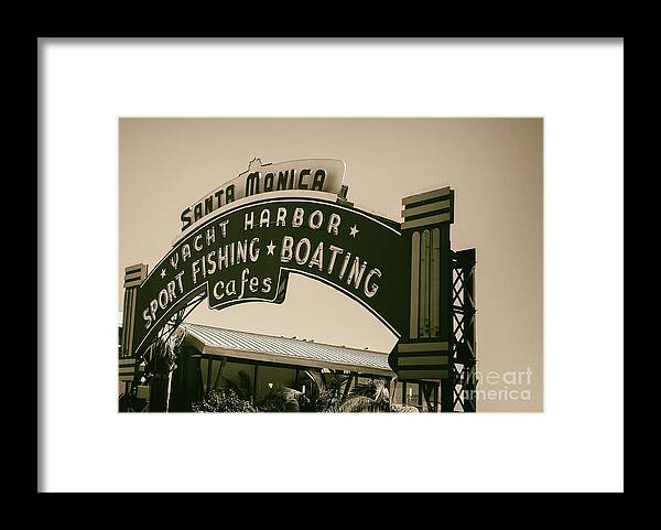 Santa Monica Framed Print featuring the photograph Santa Monica Pier Sign by David Millenheft