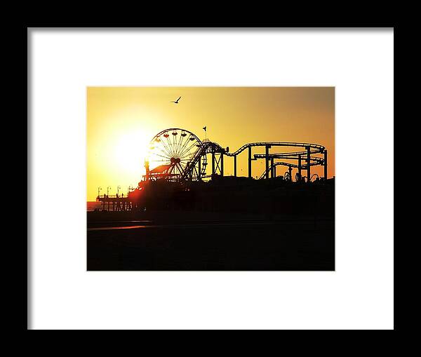 Beach Framed Print featuring the photograph Santa Monica Pier Sunset by Steve Ondrus